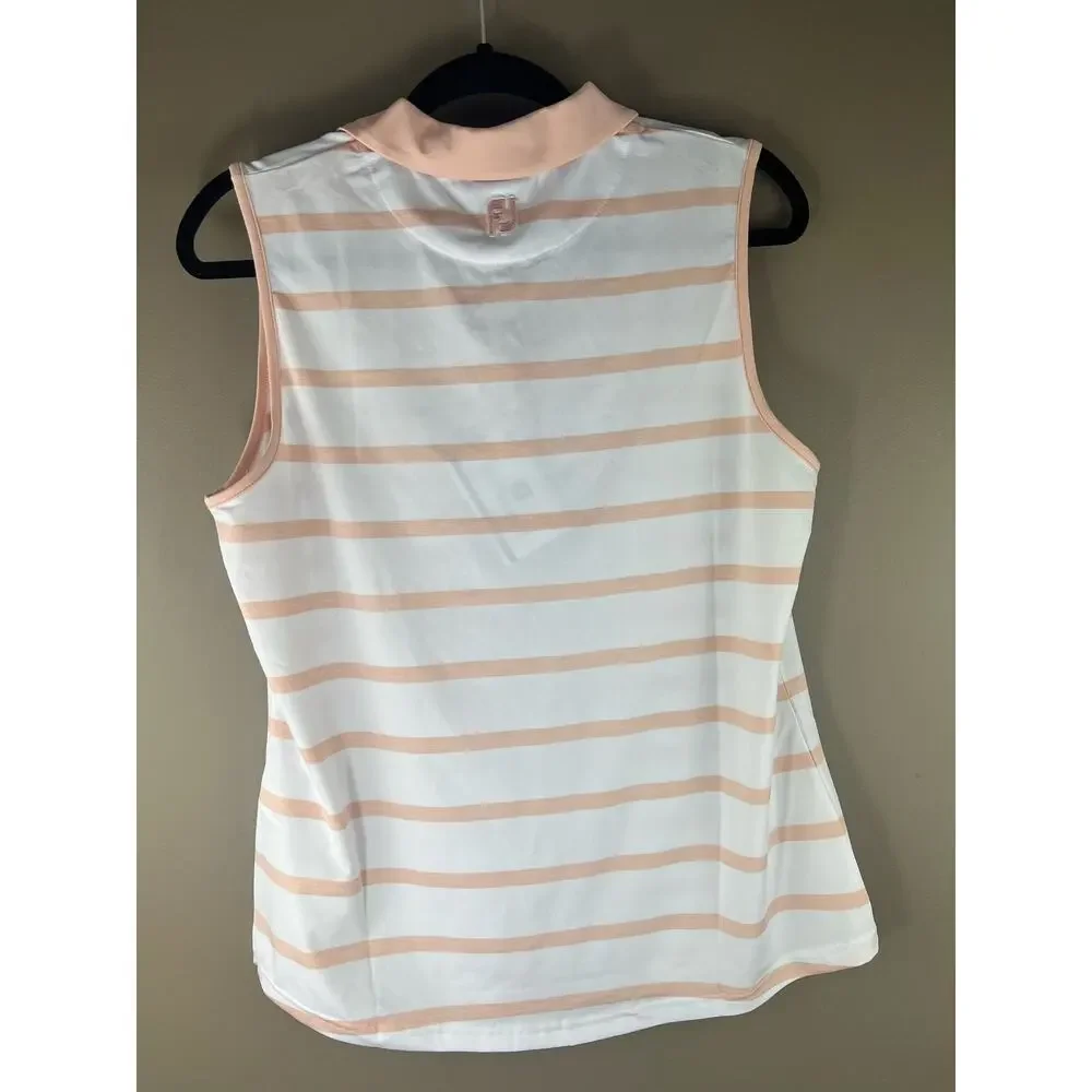 Footjoy NWT Sleeveless Spacedye Stripe Women Tank Polo Size Large - Picture 3 of 6